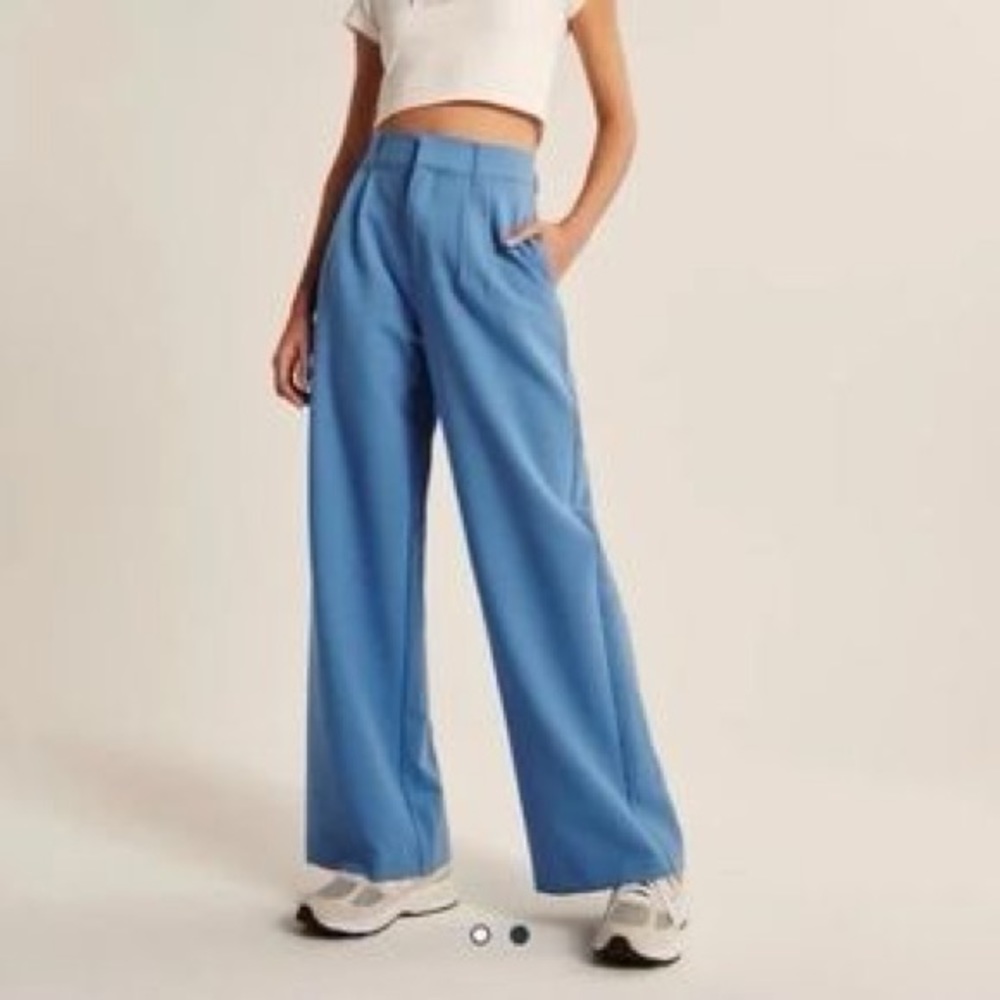 Abercrombie & Fitch Blue Wide-Leg Trousers